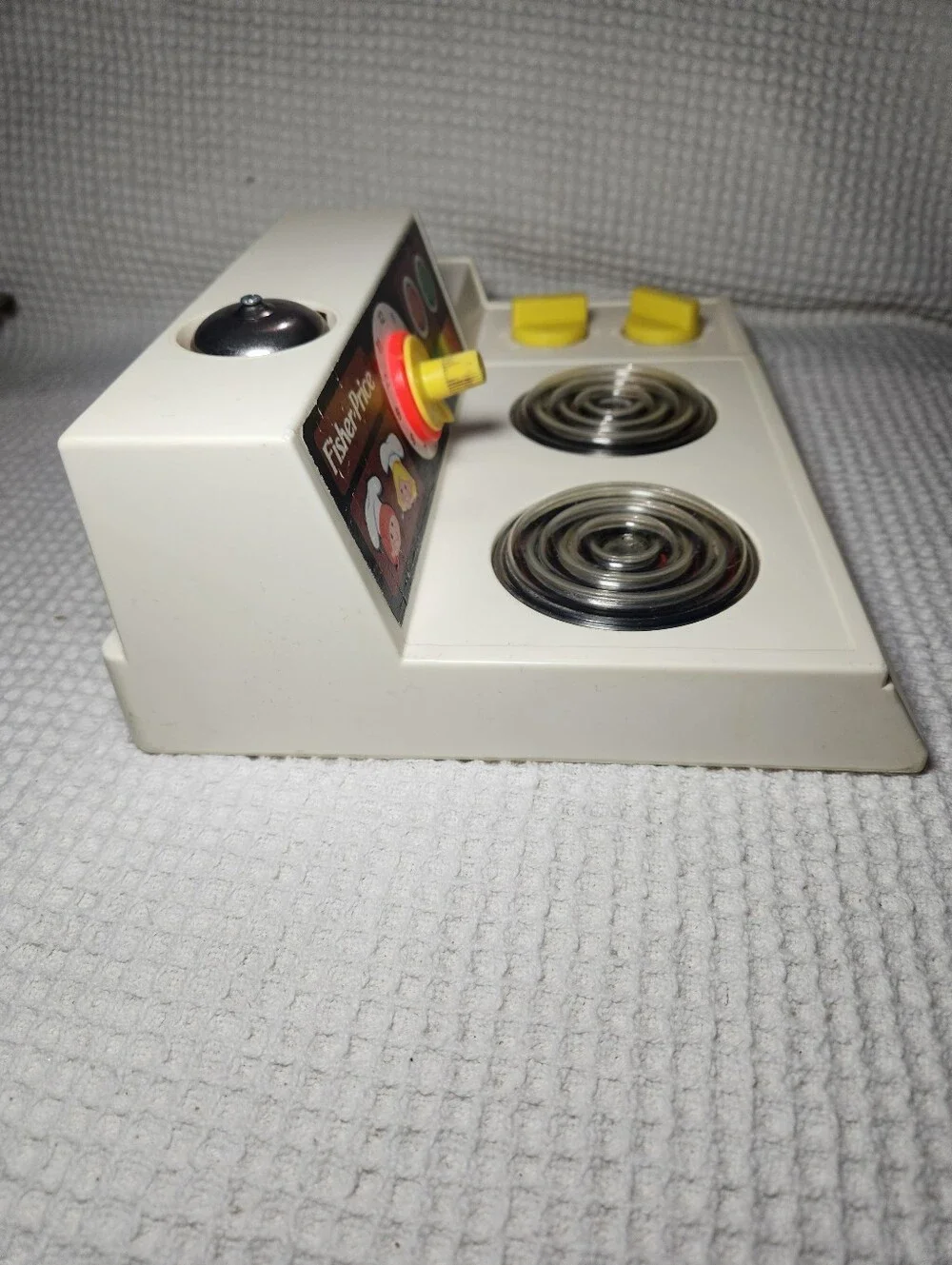 Fisher-Price Vintage Toy Stove in White with Yellow Accents